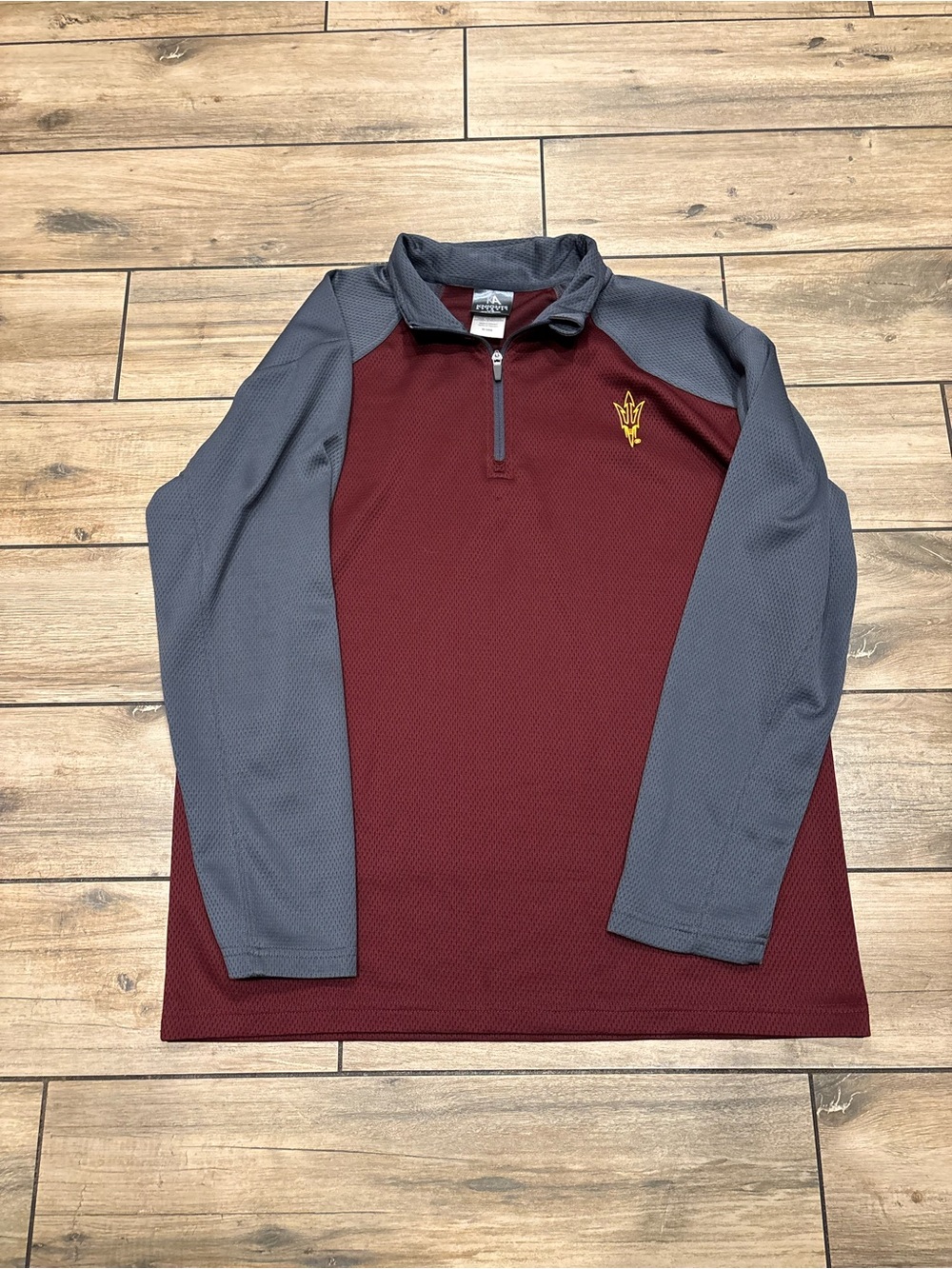 Knights Apparel Arizona State Sun Devils 1/4 Zip Pullover Mens Large Maroon Grey